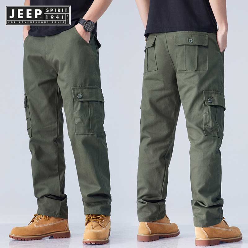 JEEP SPIRIT 1941 ESTD Men's Pants Oversized Cotton Cargo Pants Loose ...