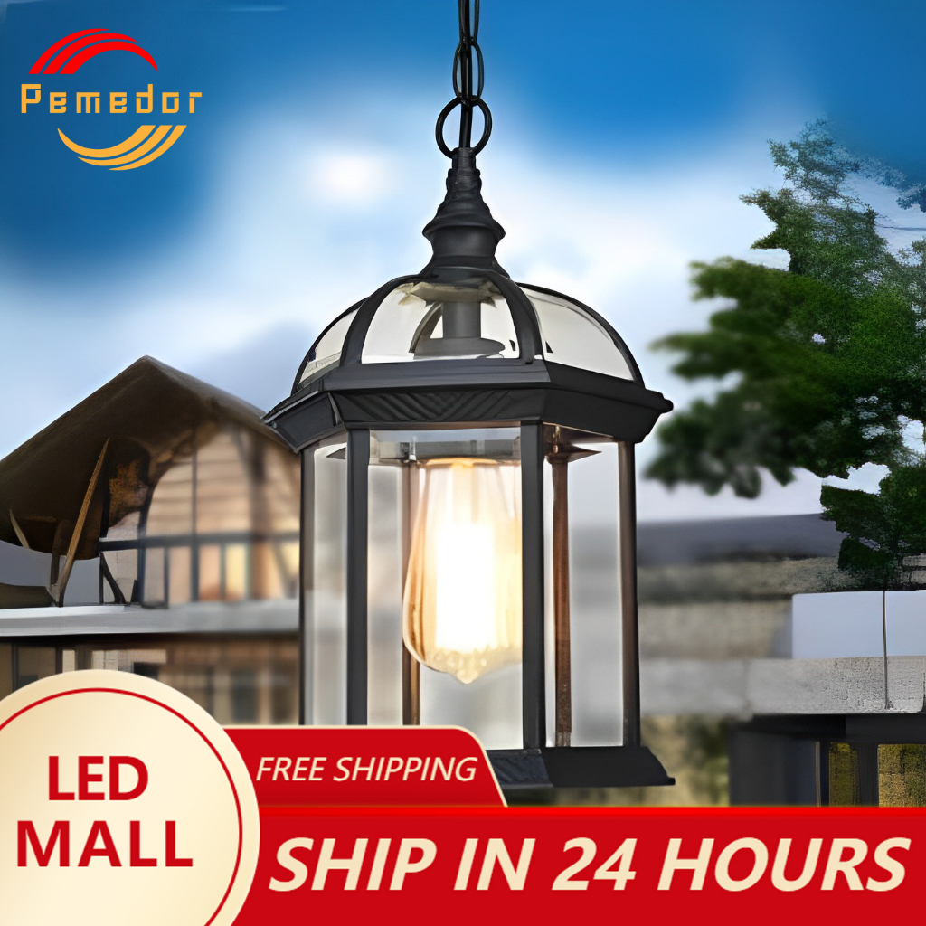 Picture of Glass Shade Aluminum Alloy Outdoor Pendant Waterproof Rustproof Lights ...