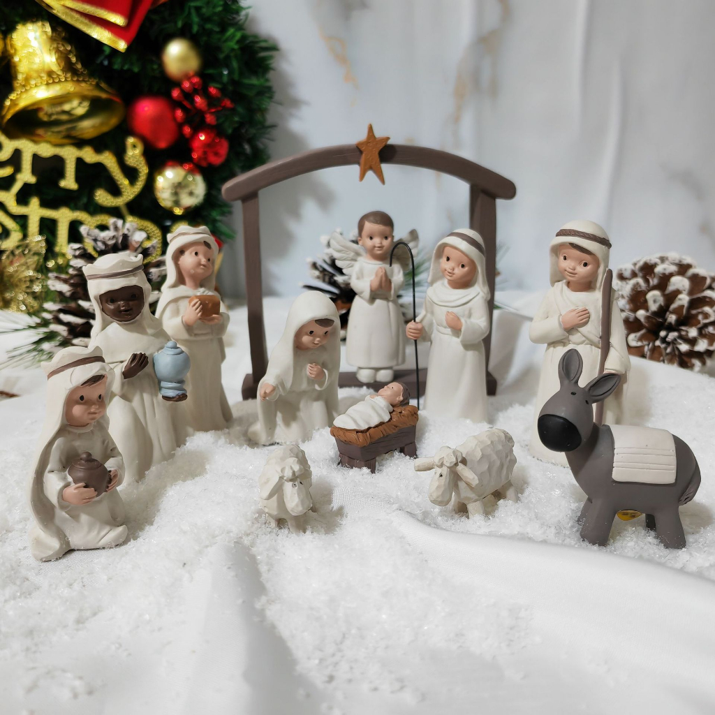 12pcs/set Mini Nativity Sculpture Figurine Miniatures Religious Gift ...