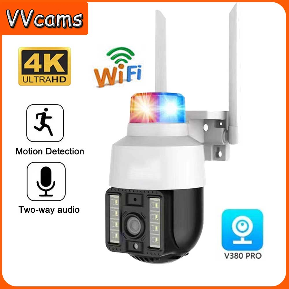 VVcams sound and light alarm PTZ camera V380 Pro 8MP 4K Utra HD