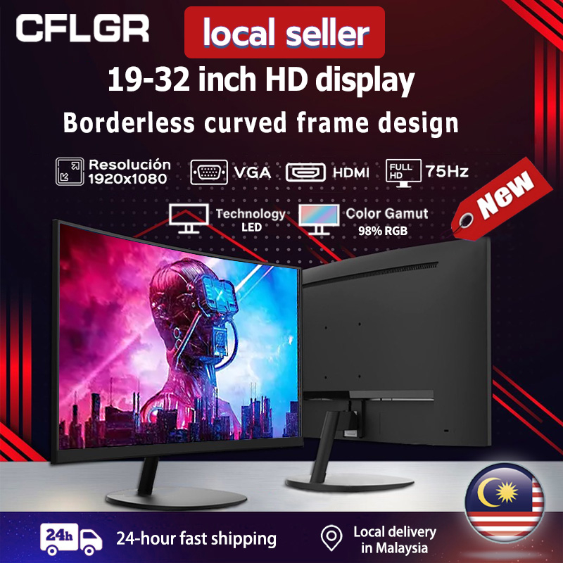 Monitor PC 27 Inch Curved Monitor Gaming 75HZ 1924Inch 75HZ PS4/PS5/Xbox 22 Flat HDMI Lcd