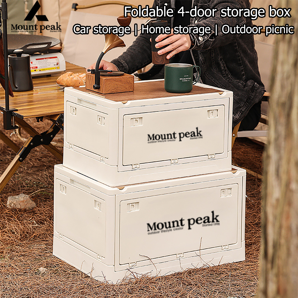 Mount peakOutdoor camping multifunctional wooden lid storage box with ...