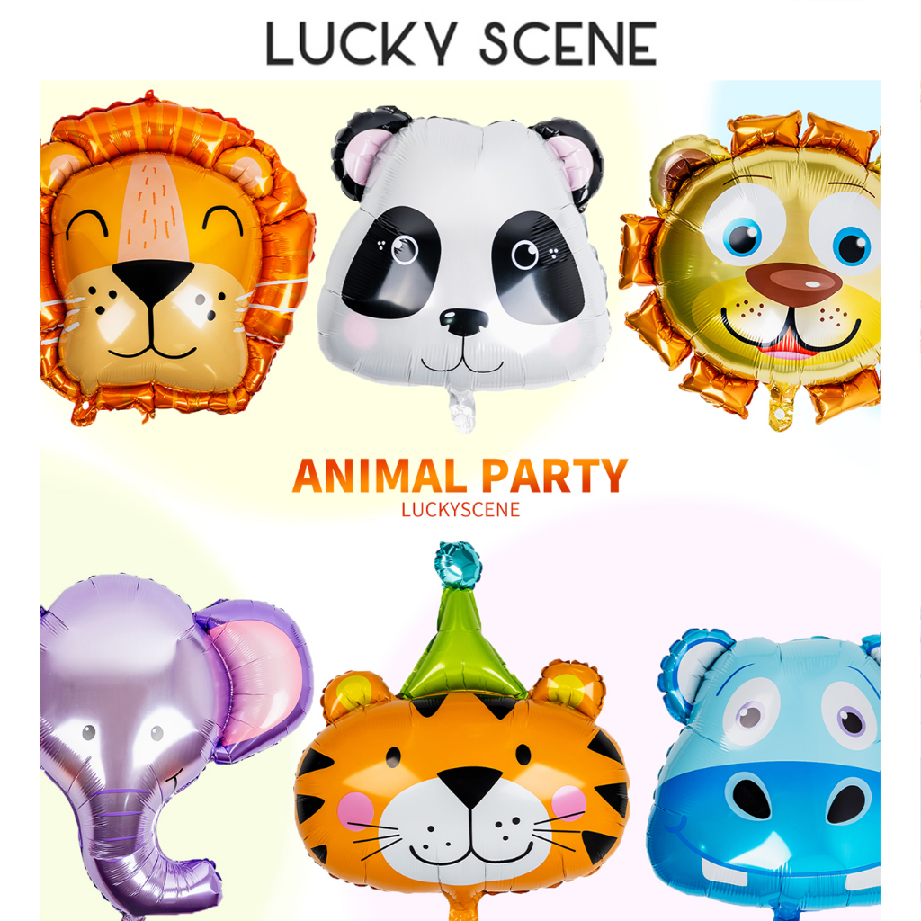 Circus Animals Foil Balloons Lions Hippopotamus Pandas Kids Birthday ...