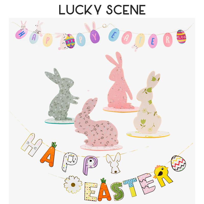 Easter Rabbit Pull Flag Decoration Gilding String Flag Tail Children's ...