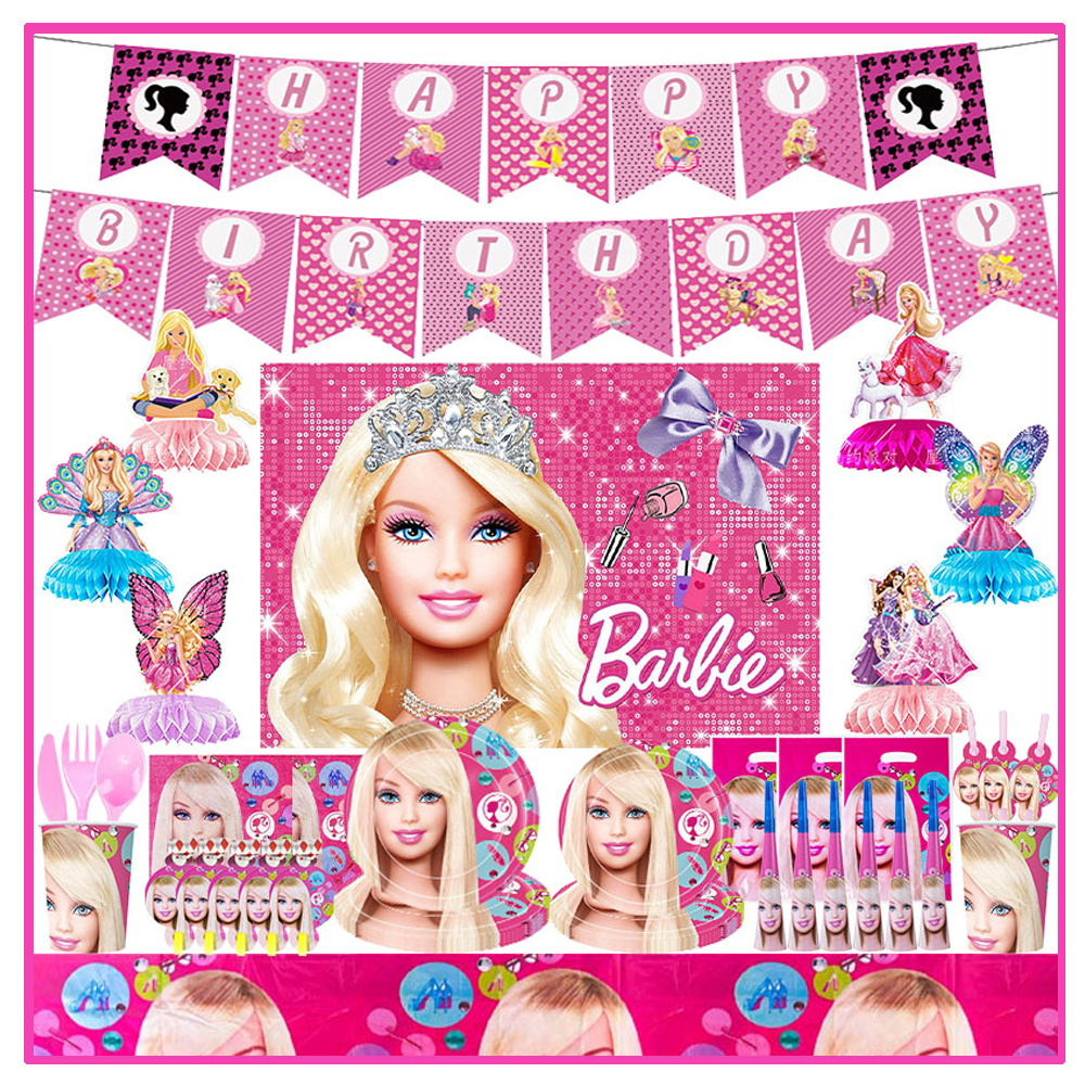 Barbie Movie Theme Birthday Decorations Party Disposable Tableware ...