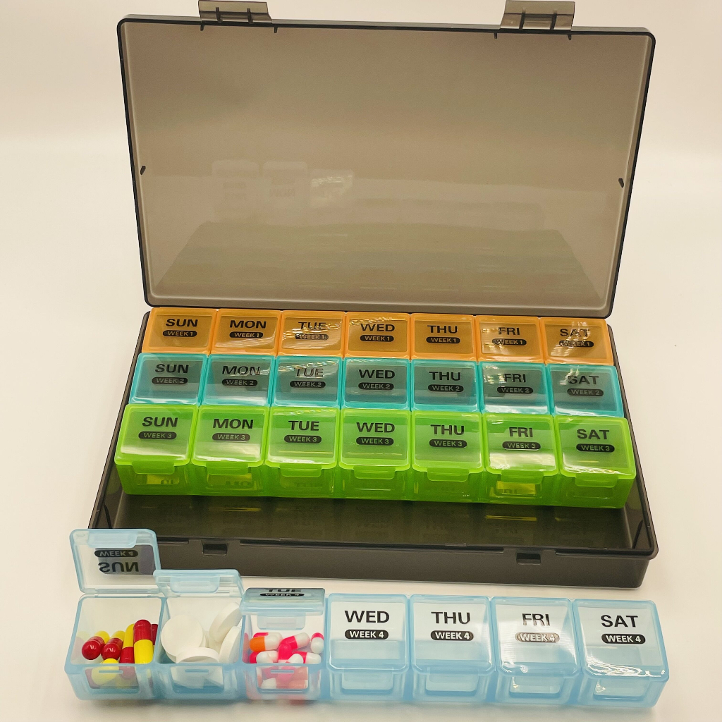 Large Monthly Pill Organiser 28 Day Pill Box Organizer by Week 4 Weeks ...
