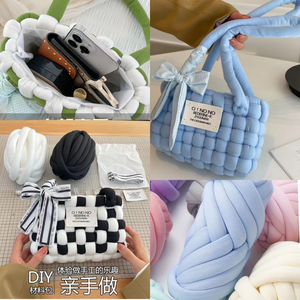 chunky yarn Soft Extra Cotton Washable Tube Giant Yarn bag for Weave