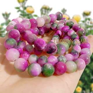 Natural Stone Persian Jades Beads Round Smooth Pink Yellow Jaspers Loose  Spacer Bead For Jewelry Making