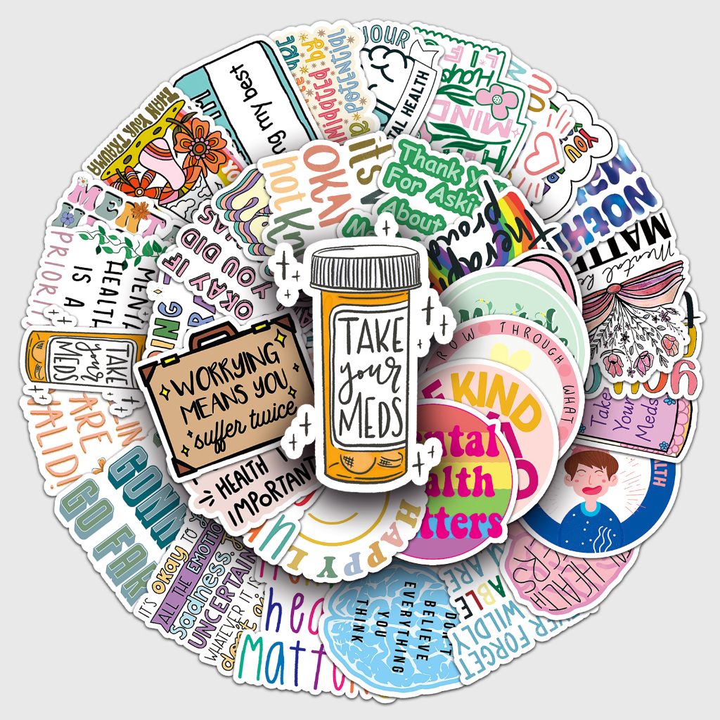 50 Piece Mental health DIY Creative Motor Stickers Car Stickers ...