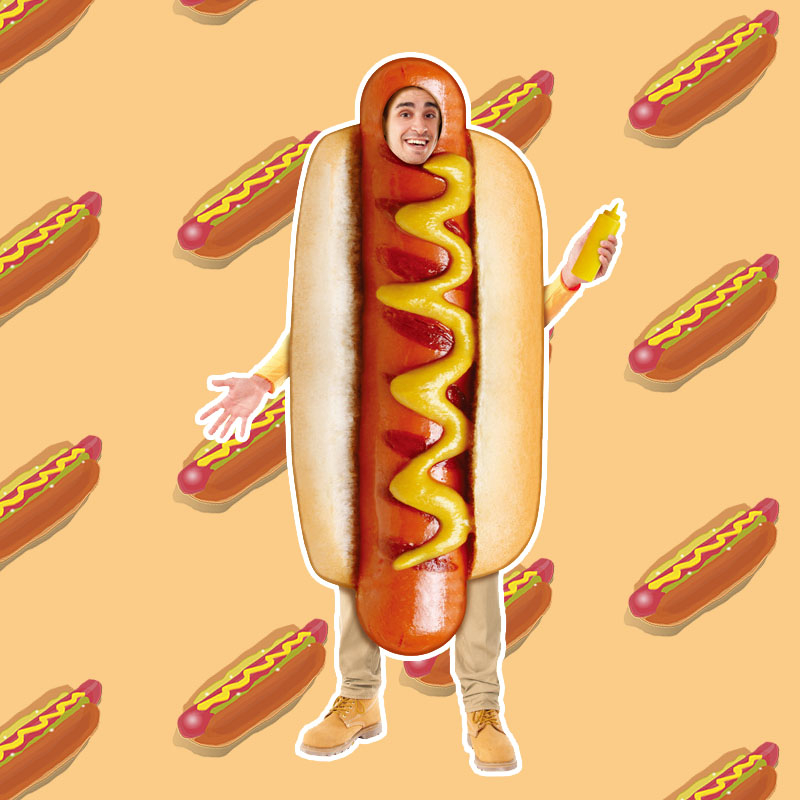 Ready Stock Funny Food Hotdog Costume Adults Hot Dog Sausage Cosplay Suit Unisex Dress Up