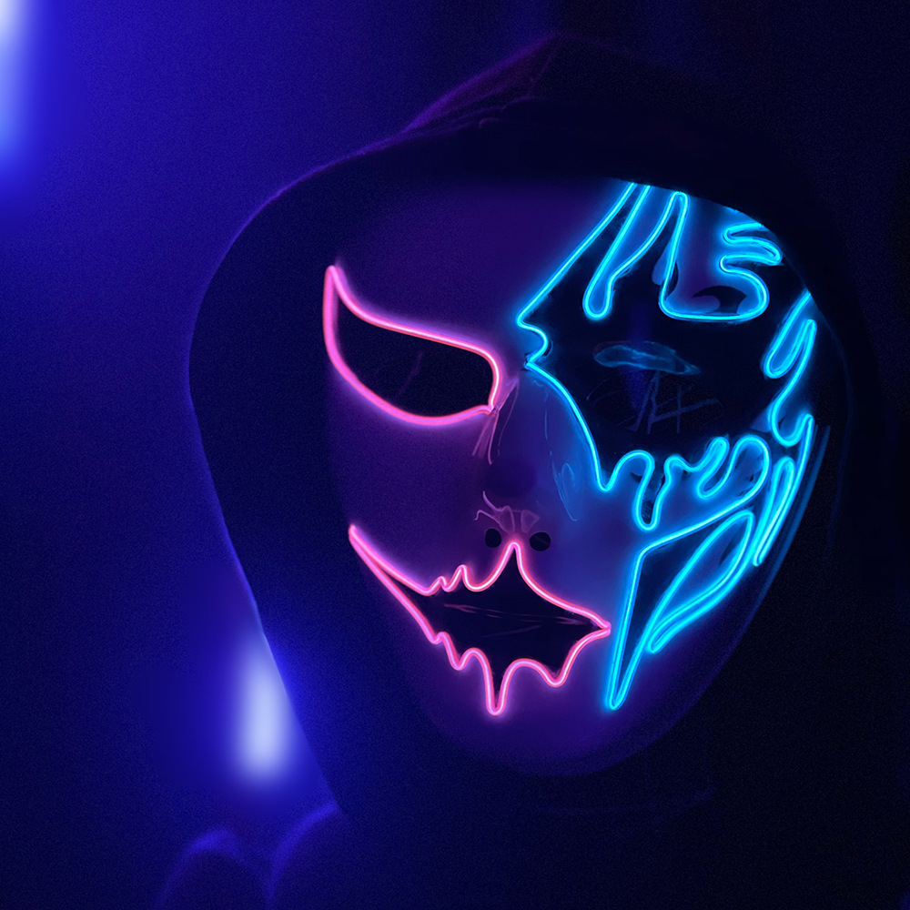 Halloween Skeleton LED Mask Glow Scary ELWire Mask Light Up Cosplay
