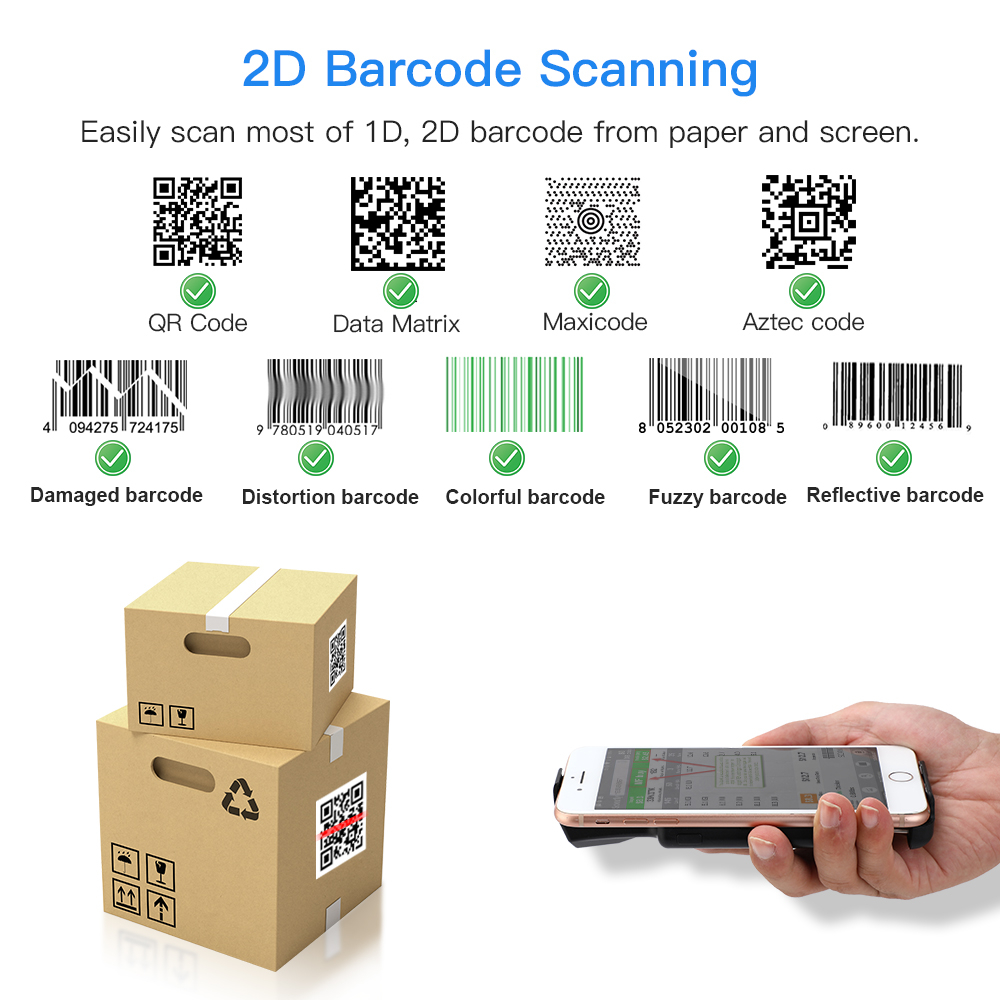 Eyoyo Back Clip Bluetooth Portable 2D Barcode Reader 1D 2D Code QR ...
