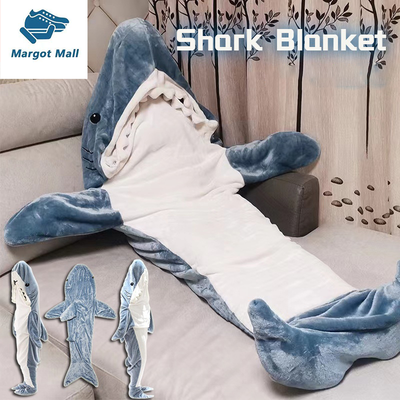 IN STOCK】Cartoon Shark quilt Onesie Blanket Super Soft Flannel
