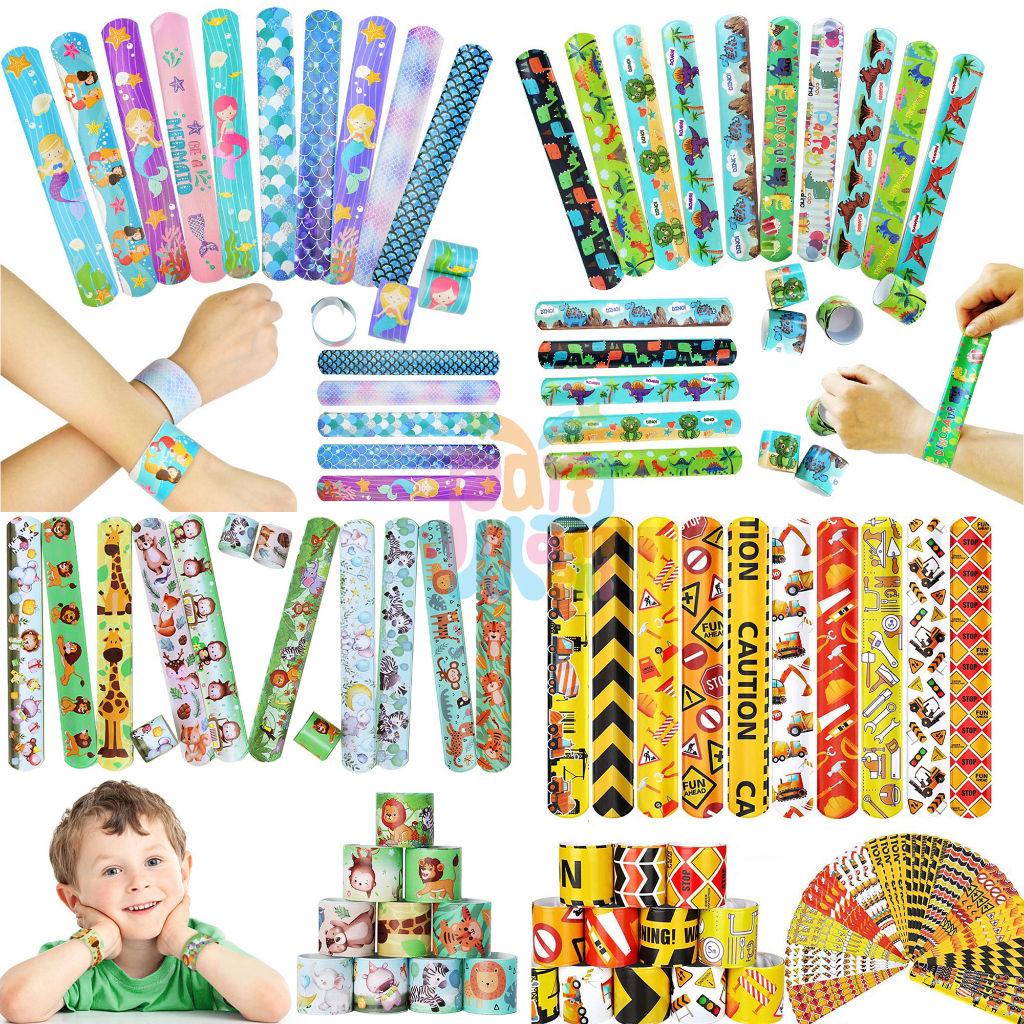 10pcs Cartoon Theme Wristband Clap Slap Circle Toys for Kids Birthday ...