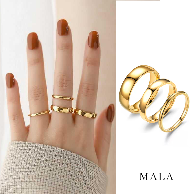 18K Gold Plated Ring For Women and man Stainless Steel Ring Unisex ...
