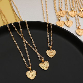 Original 24k Saudi Gold pawnable women's necklace Love heart titanium steel  clavicle chain gift niche luxury fashion jewellery