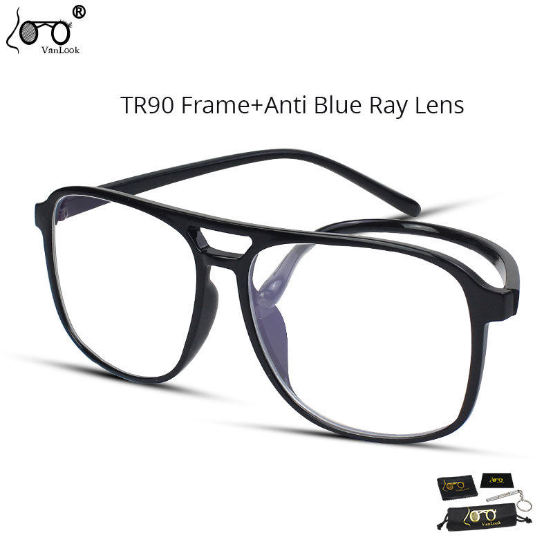 TR90 Big Spectacle Frame Women Blue Light Blocking Computer Glasses Men ...