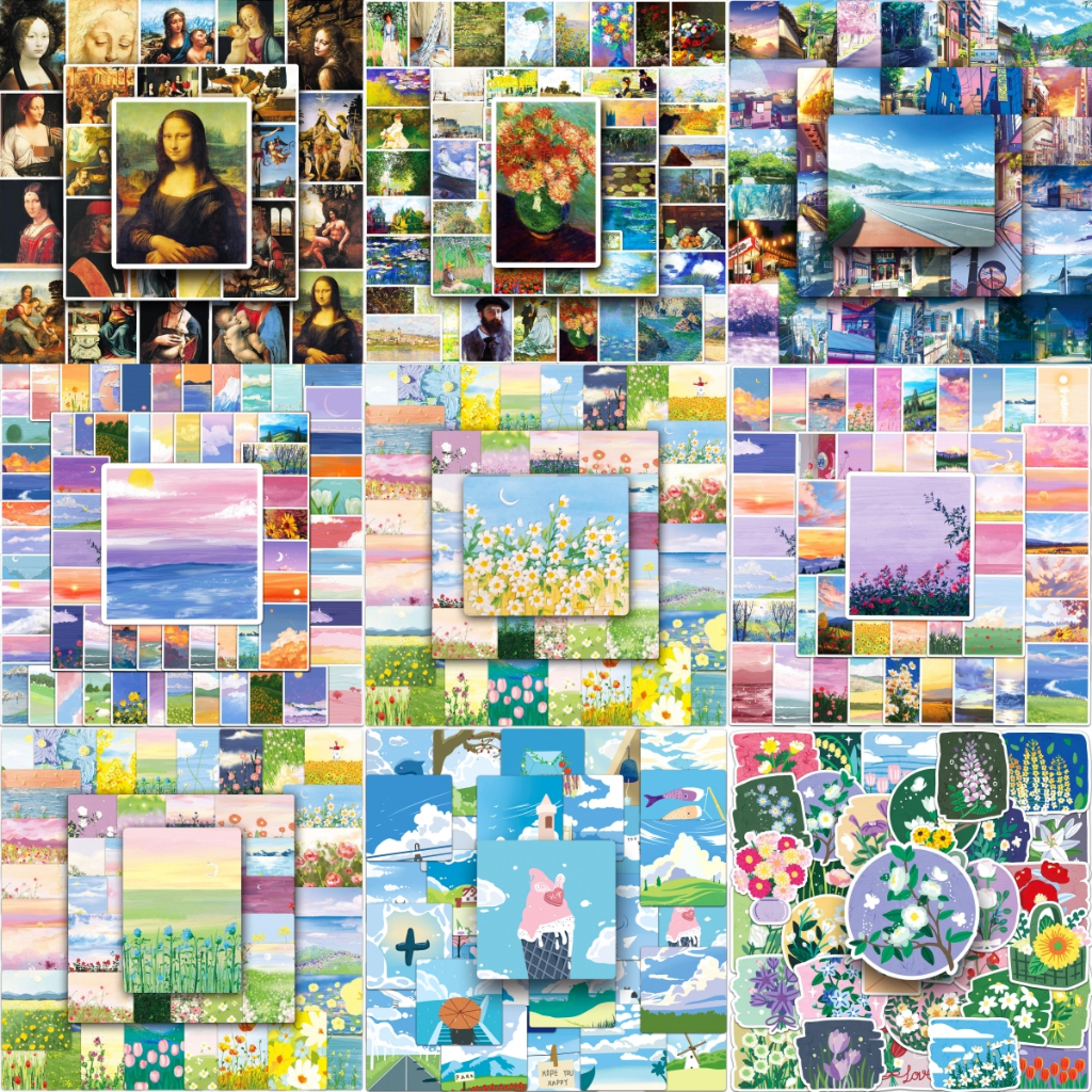 100 Piece Ins Style Beautiful Scenery Stickers Home Decal Waterproof ...