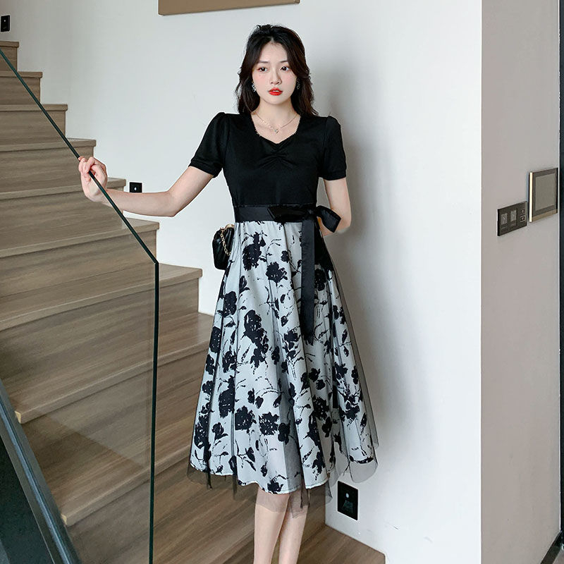 sexy white and black dress korean style woman midi dress floral formal dress women office plus size evening gown dress women Shopee Malaysia
