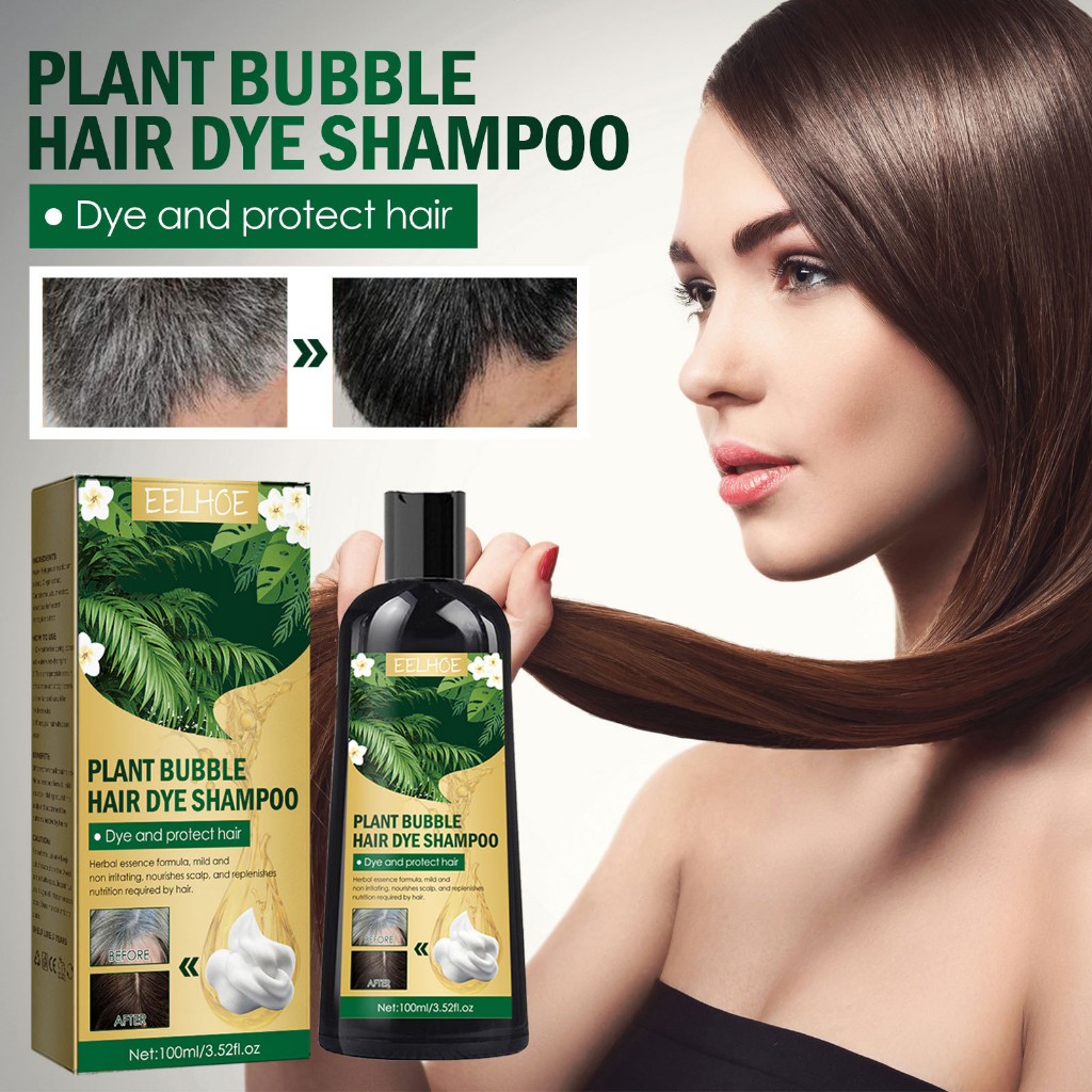 Plant Bubble Hair Dye Shampoo Natural Black Hair Auburn Hair Care Easy