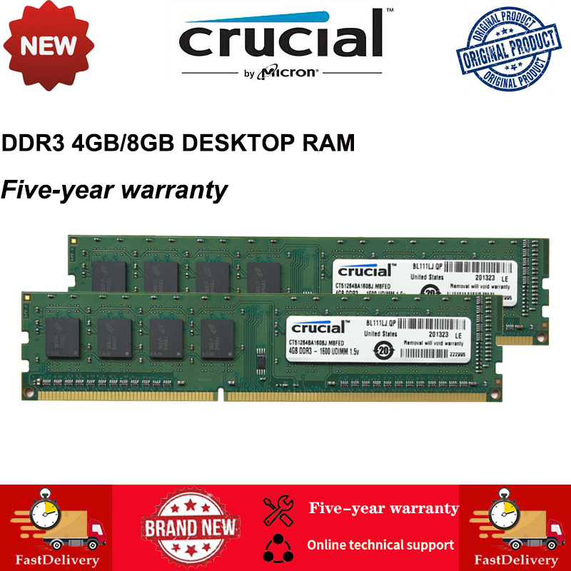 Crucial DDR3 DDR3L PC3 2GB 4GB 8GB 1333/1600MHz PC RAM Desktop DIMM ...