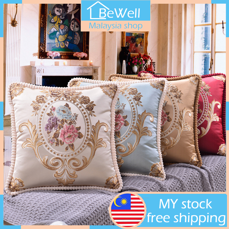 【MY STOCK】48x48cm Square sofa pillow cover Luxury European Chenille