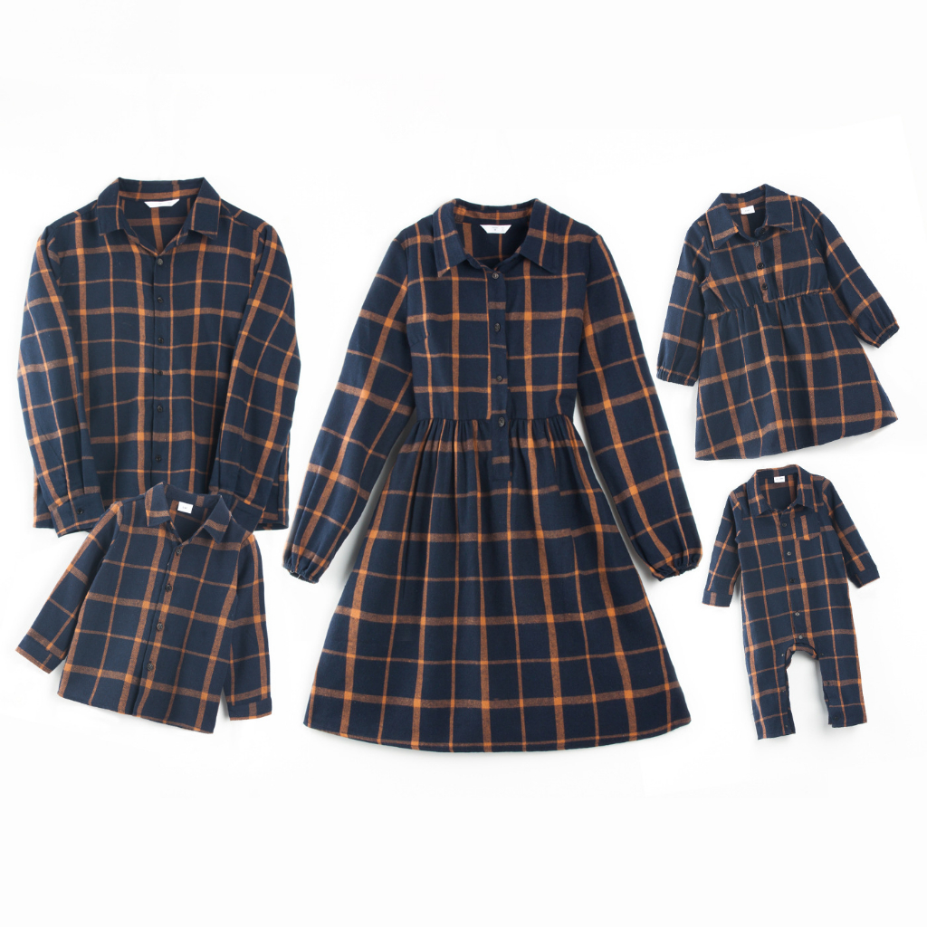 2025 Baju Raya Check Long Sleeve Family Outfit Men Boy Polo Shirt Women ...
