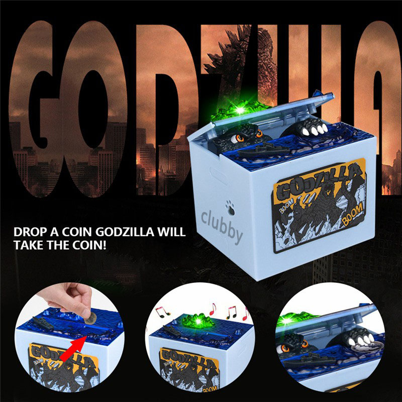 Godzilla Piggy Bank Dinosaur Monster Music Electronic Coin Saving Box ...