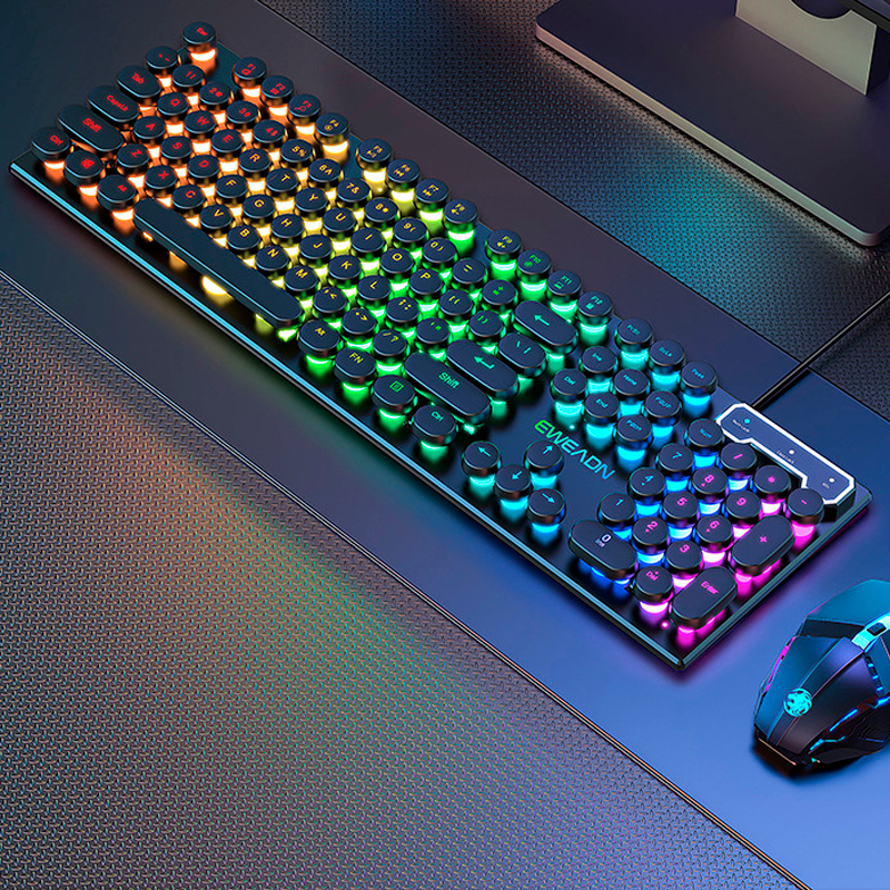 Gaming Keyboard,Rainbow LED Backlit Keyboard,Light Up USB Wired ...