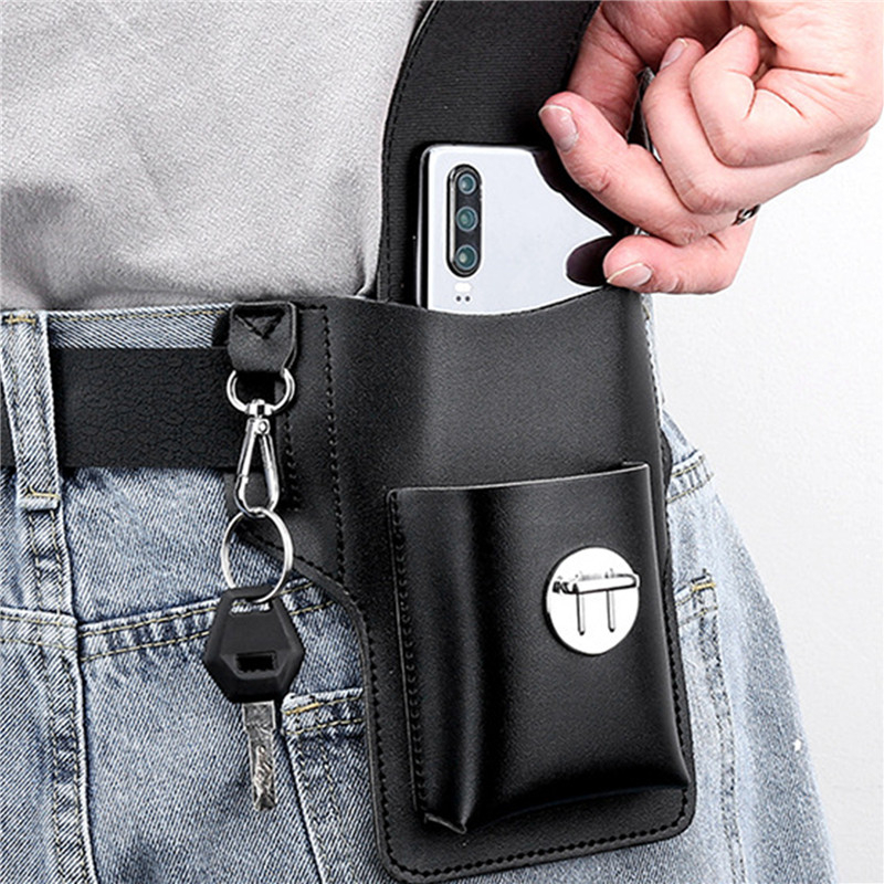 Vintage Genuine Leather Waist Bag Fits 6.7 Inch Cellphone Loop main image 1