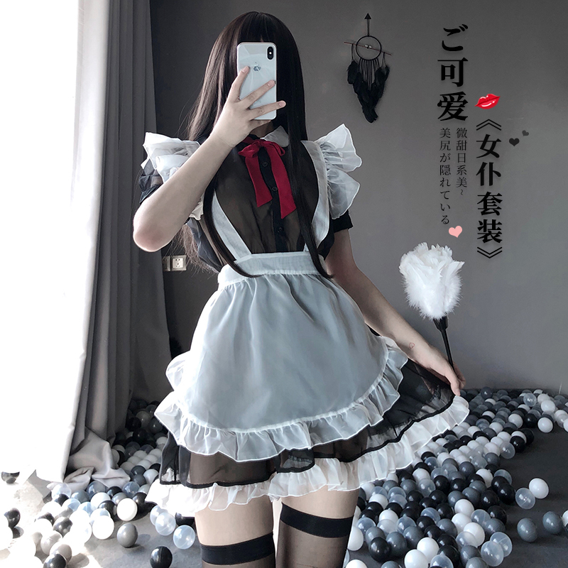 Sexy Lingerie Sexy Cos Sexy Plus Size Uniform Temptation Laced Up Apron Gauze Perspective