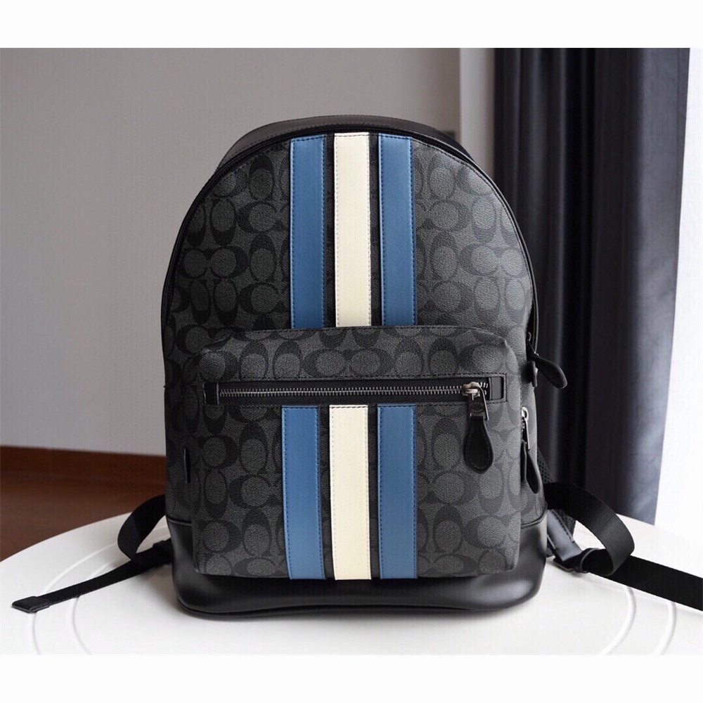 Coach varsity stripe backpack on sale