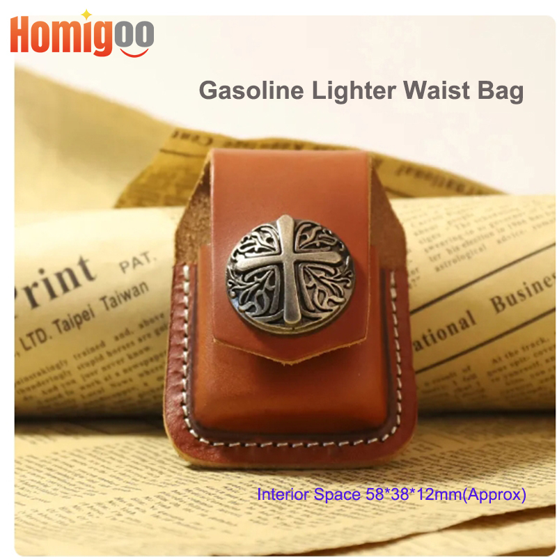 Homigoo Kerosene Gasoline Lighter Leather Waist Bag For Zippo Lighters