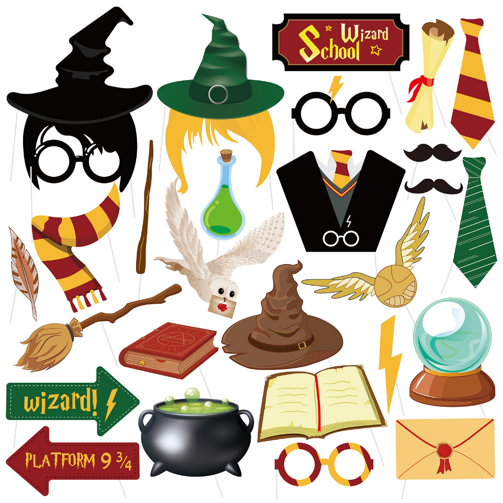 30pcs Harry Potter Birthday Shooting Photo Booth Props Mask Stick ...