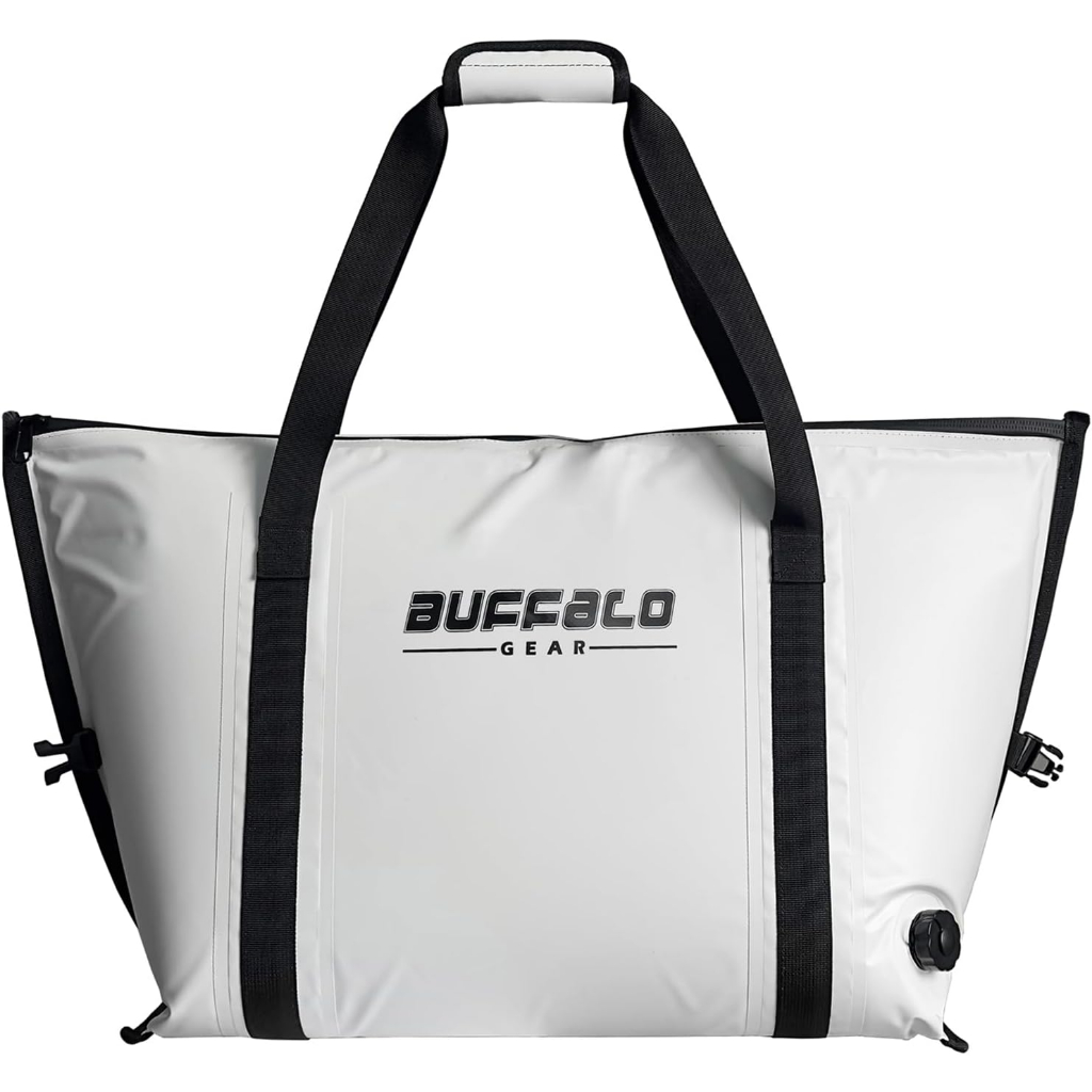 Buffalo Gear Insulated Fish Cooler Bag Flat Bottom 42L Waterproof Fish Kill  Bag, Fishing Bag for Boating Kayaking, Leakproof Fish Cooler Keep Ice Cold  All Day