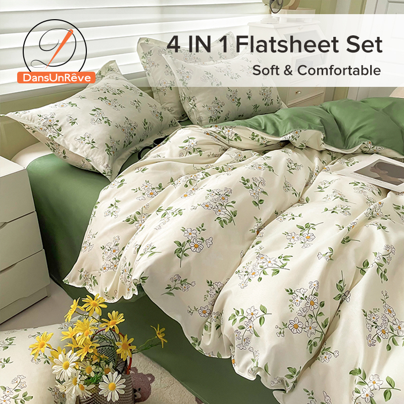 DANSUNREVE 4 in 1 Bedding Set Single Queen King Size with Pillow Case