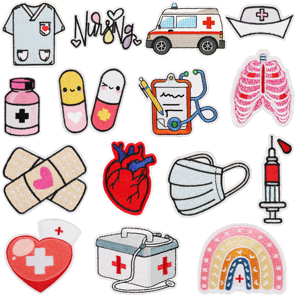 Doctor Nurse Series Cartoon Embroidered Cloth Stickers Ripped Fashion ...