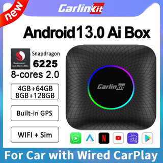 CarlinKit CarPlay Ai Box Android 13.0 with LED Light for Car with Wired  CarPlay and Touchscreen,Bulit-in 4G Net,8-Core