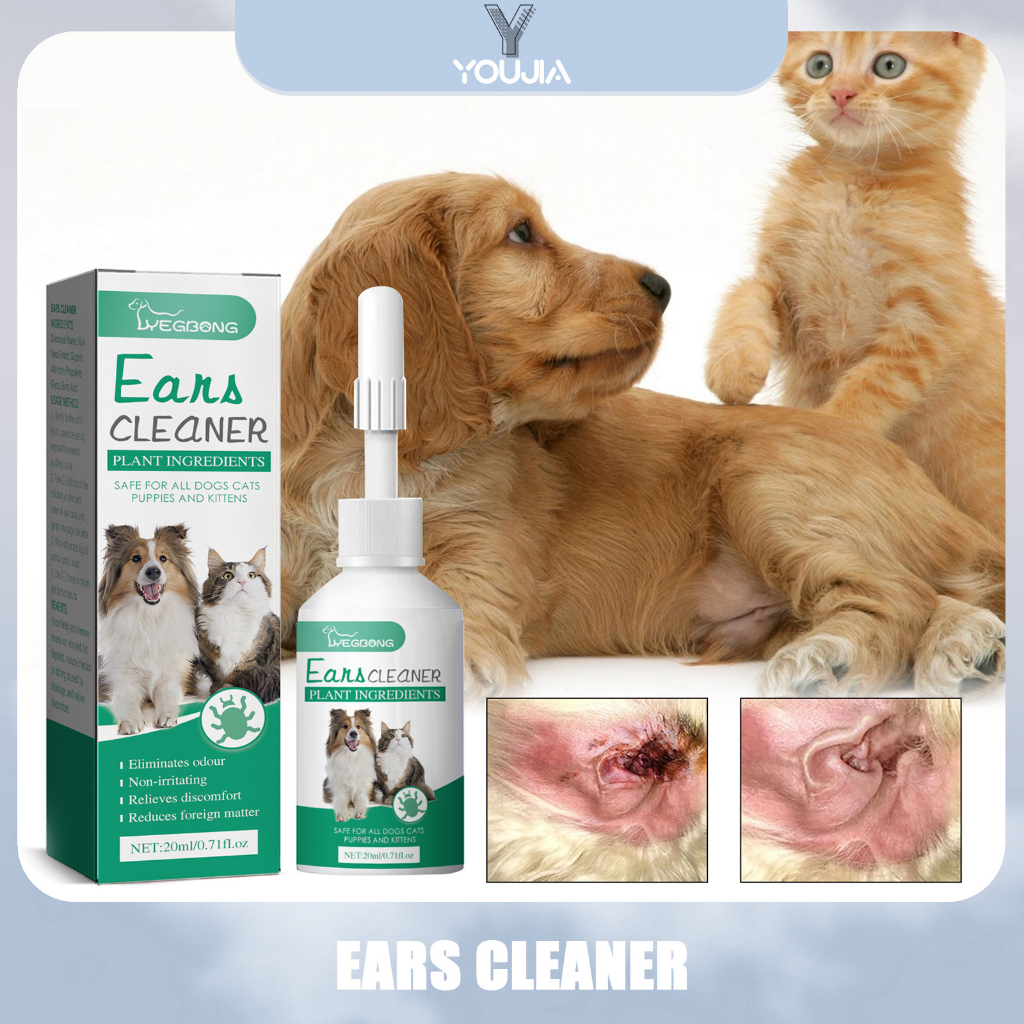 Yegbong Pet Ear Drops Cat And Dog Ear Cleaner Mites Odor Removal Ear