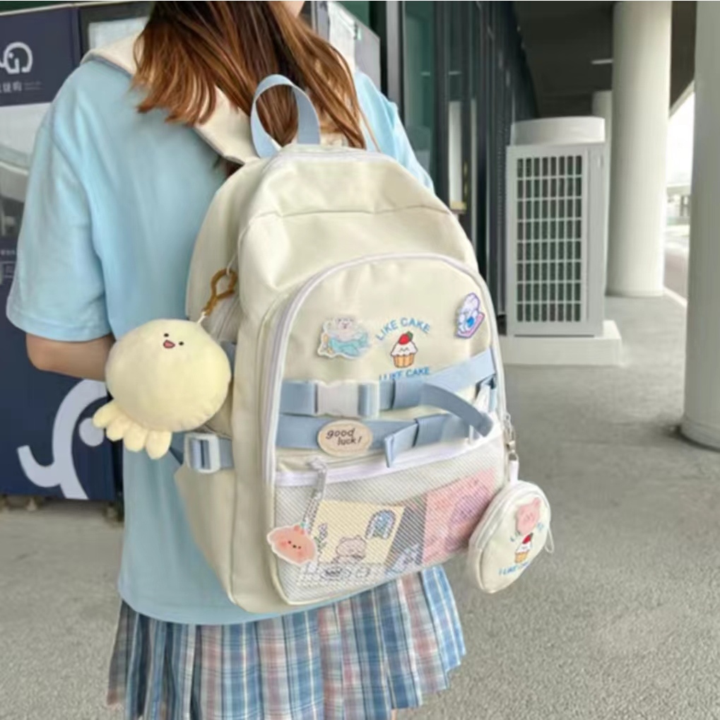 Cute Korean Backpack Casual Bagpack for Women Nylon Waterproof School ...