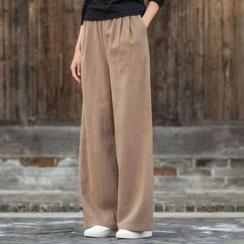 Casual Long Pants Women Korean Plus Size Loose High Waist Wide Leg ...