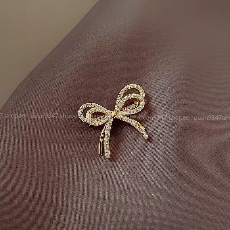 Bow Brooch High-End Design Anti-glare Corsage Fixed Clothes Pin ...