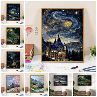 Oil Picture Painting By Numbers For Adults Abstract DIY Kits HandPainted  Moonlight Castle Drawing On Canvas Coloring By Numbers - AliExpress