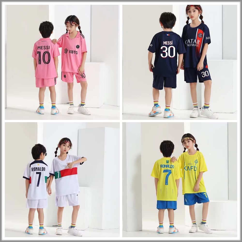 2024 Messi Ronaldo Football Jersey Sets for Kids Children Soccer
