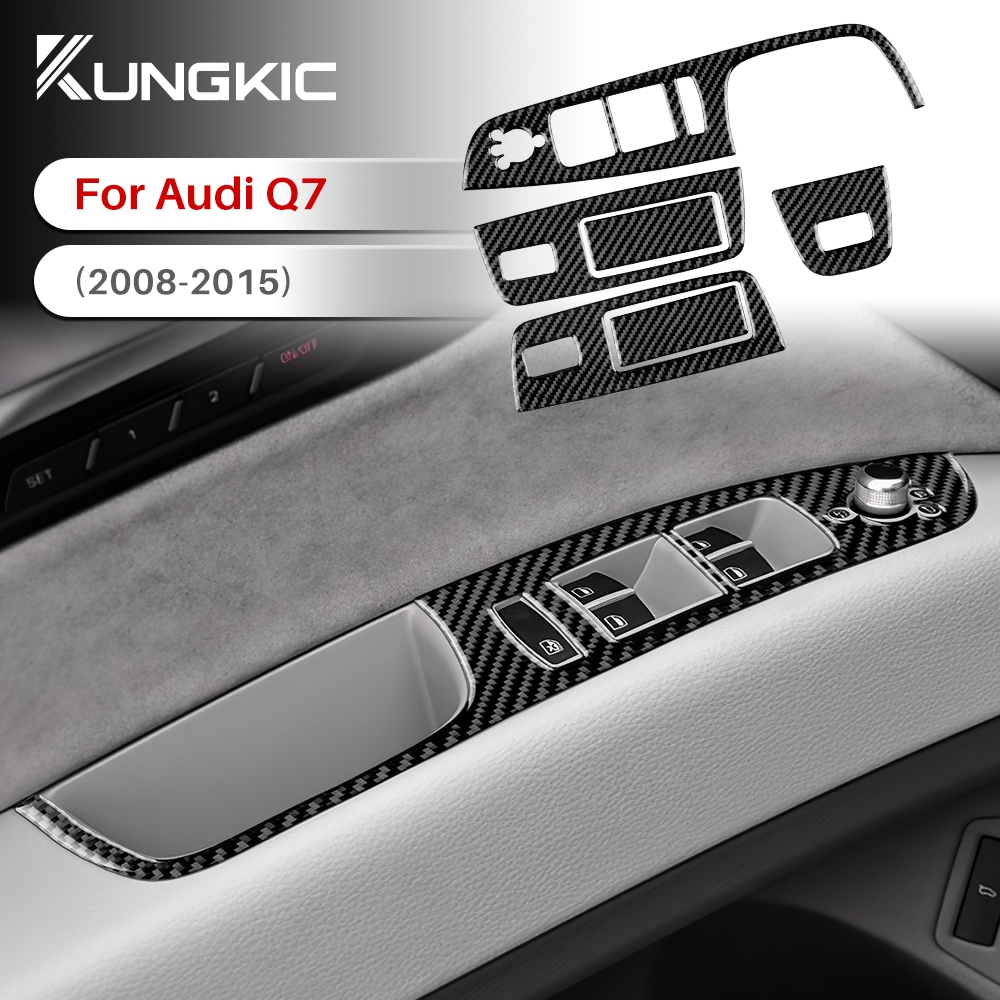 For Audi Q7 20082015 Carbon Fiber Car Window Button Decorative Frame