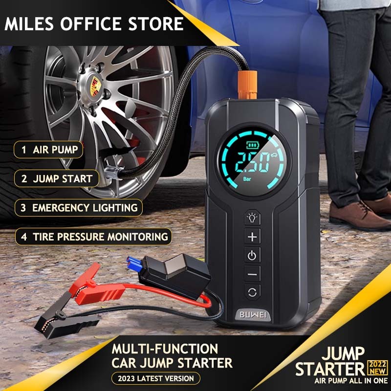 4in1 Car Jump Starter Car Digital Air Pump Multi-function 12V Emergency ...