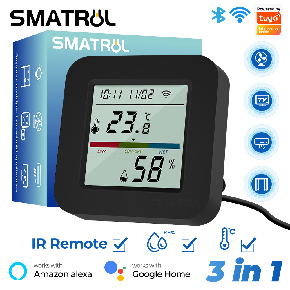 SMATRUL Tuya Smart Wifi Infrared Remote Control Temperature Humidity ...