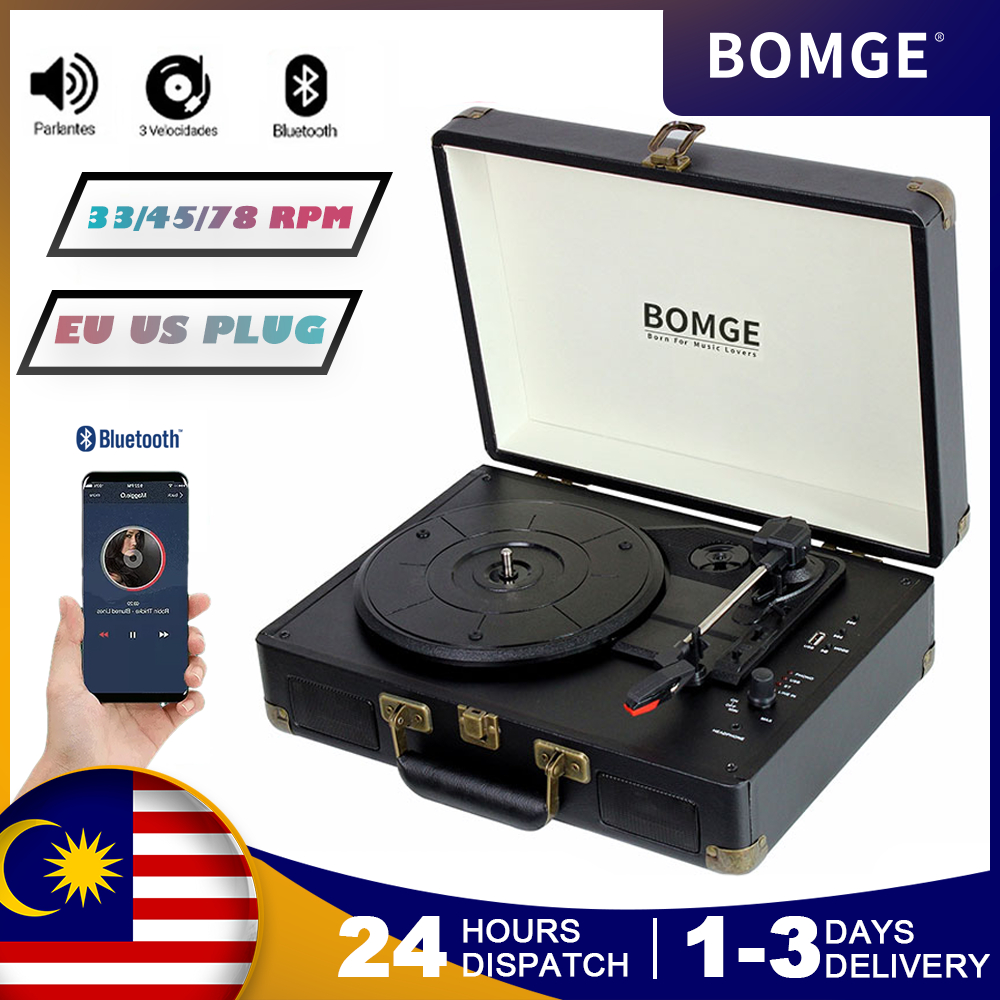 Luxury portable luggage vinyl record player with bluetooth speaker vintage  tape recorder gramophone record stereo turntable