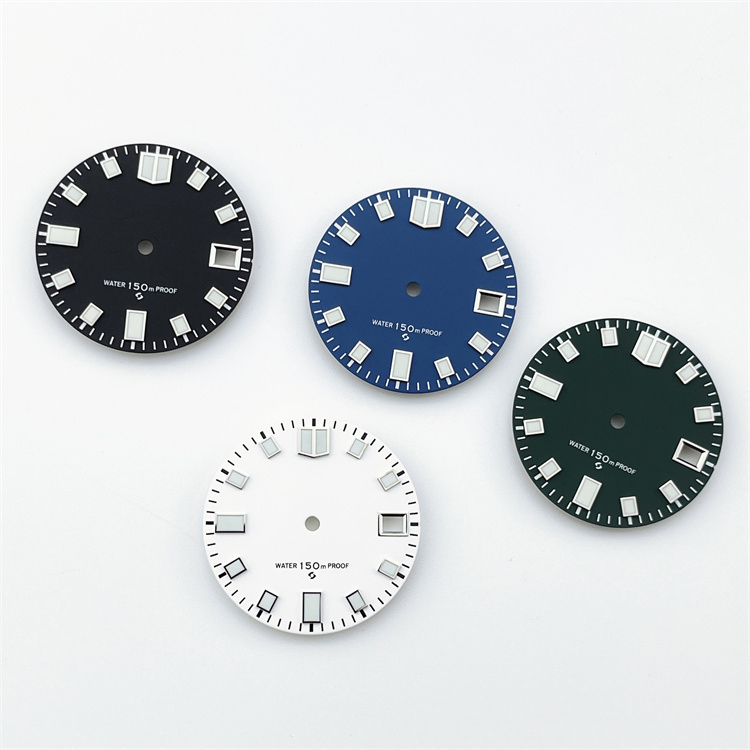 Quadranti per orologi modificati da 28.5mm strisce per quadrante Sunray chiodi accessori per quadranti luminosi verdi per movimenti NH35/8215/2813/2836  1511