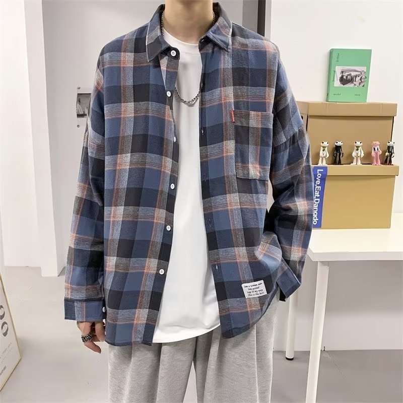 Casual Baju Men Kemeja Men S Long Sleeves Shirt Casual Plain Long Sleeved Shirts Korean Style